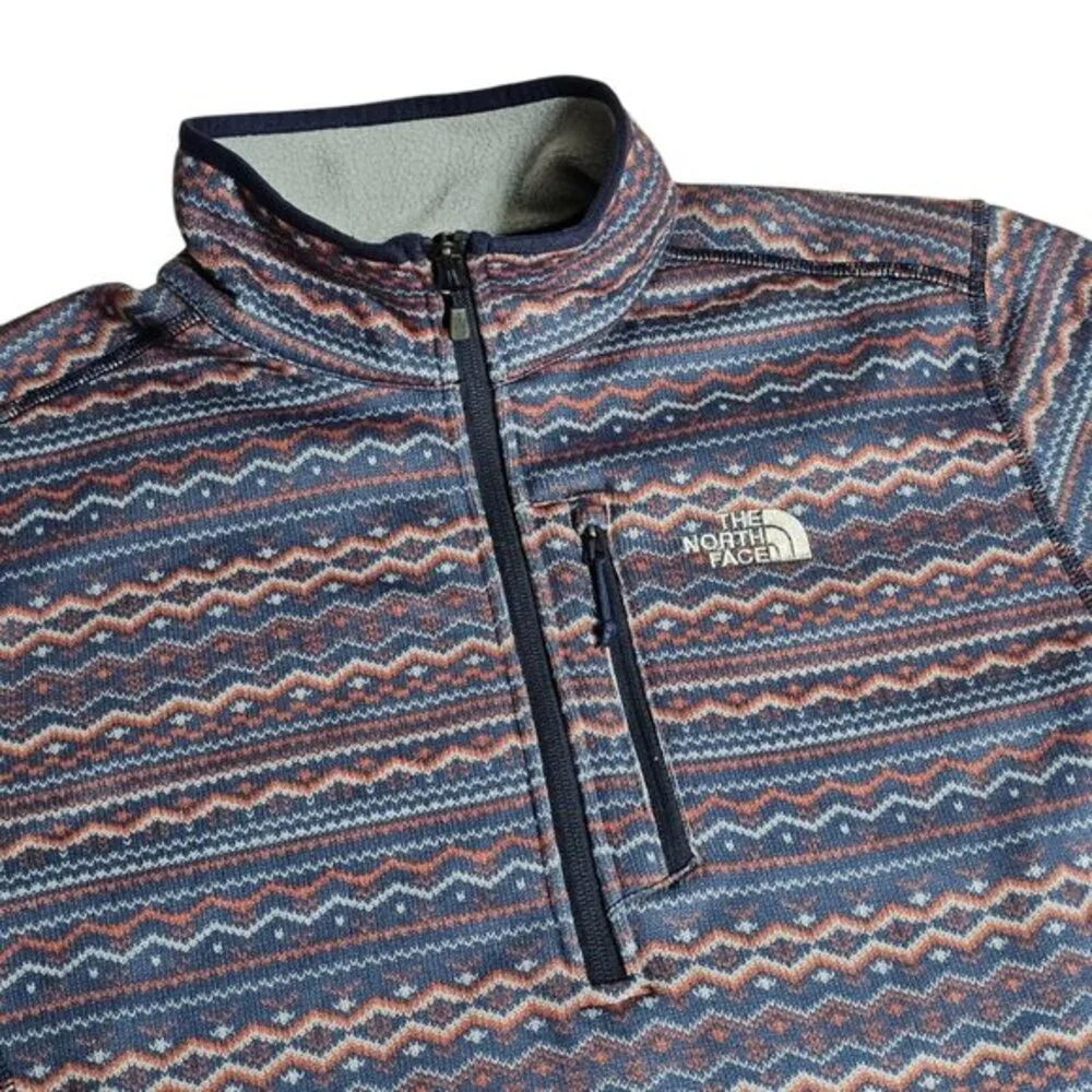 The North Face Gordon Lyons Fleece Fair Isle Cosmic Blue Pullover 1/4 Zip Mens M